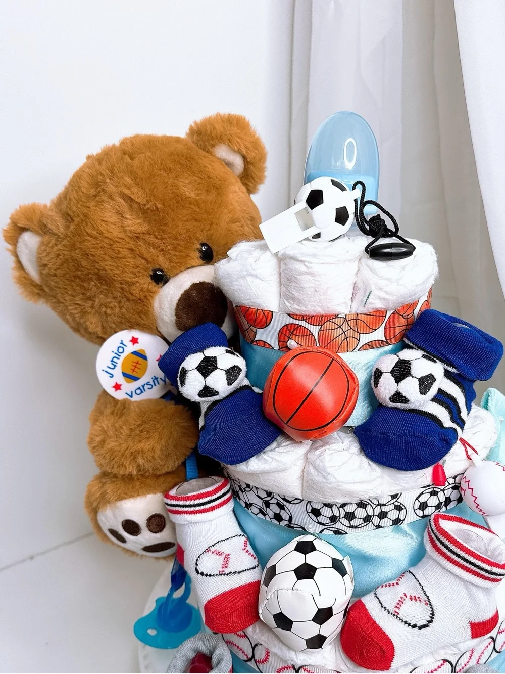 Sports Diaper Cake, Teddy Bear Diaper Cake, Baby Shower Gift